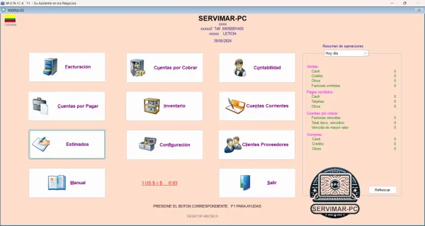 Módulos Sistema Contable Monica 11 SERVIMAR-PC